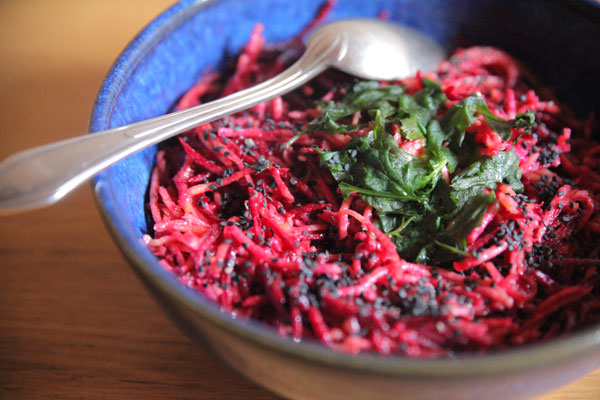 Betteraves crues râpées