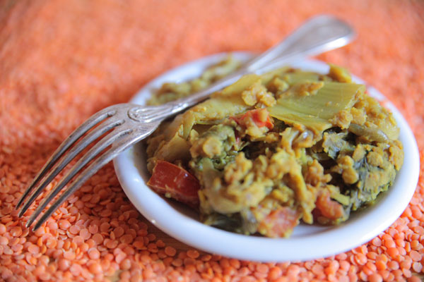 Chou chinois aux lentilles corail