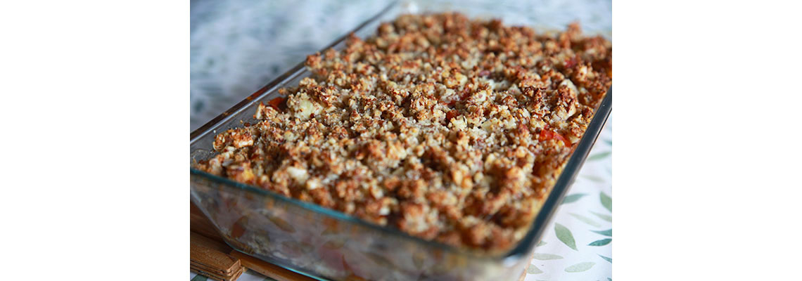 Crumble d’aubergines et tomates à la brousse